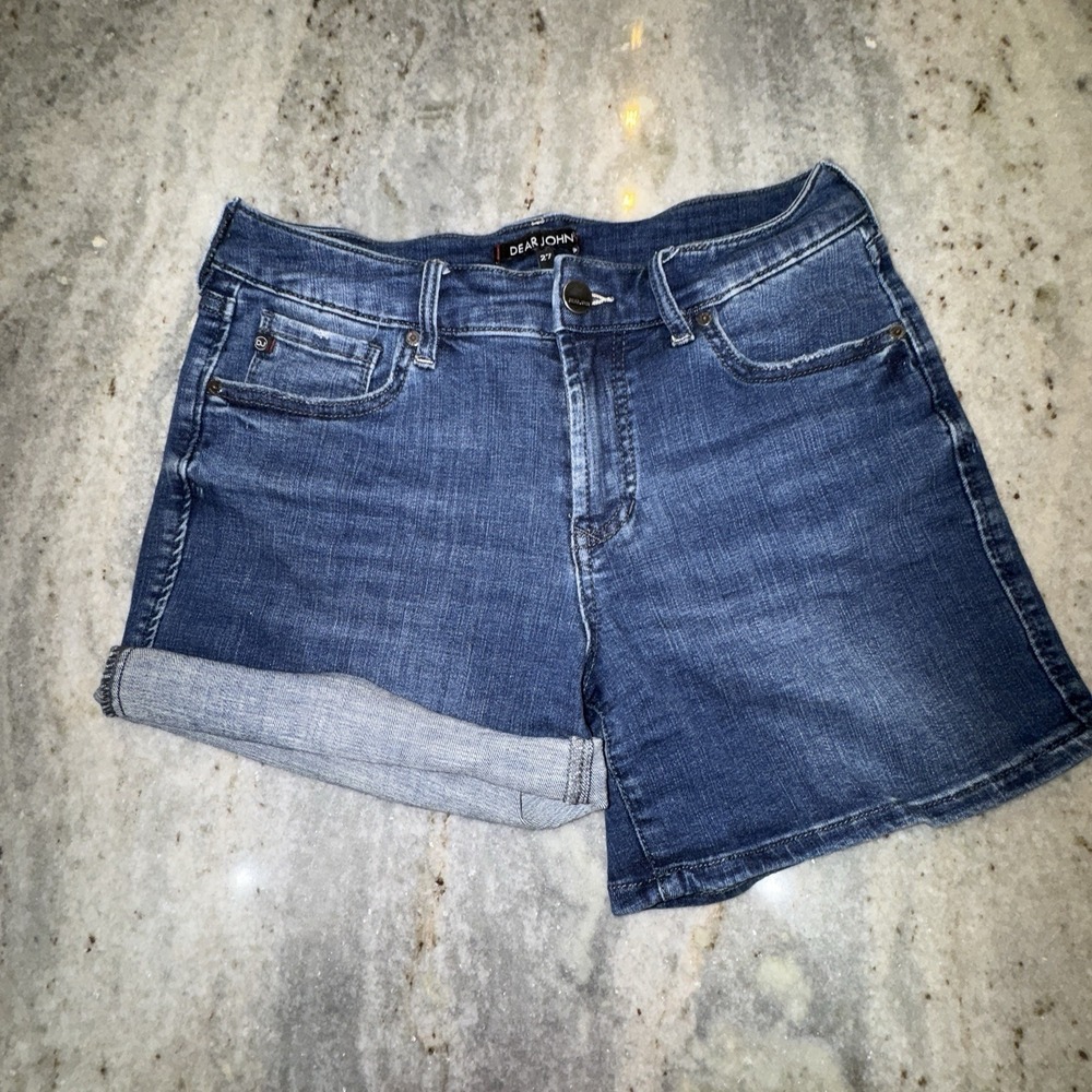 Dear John Women's 28" Denim Jean Shorts American Classic‎ Dark Wash Stretchy